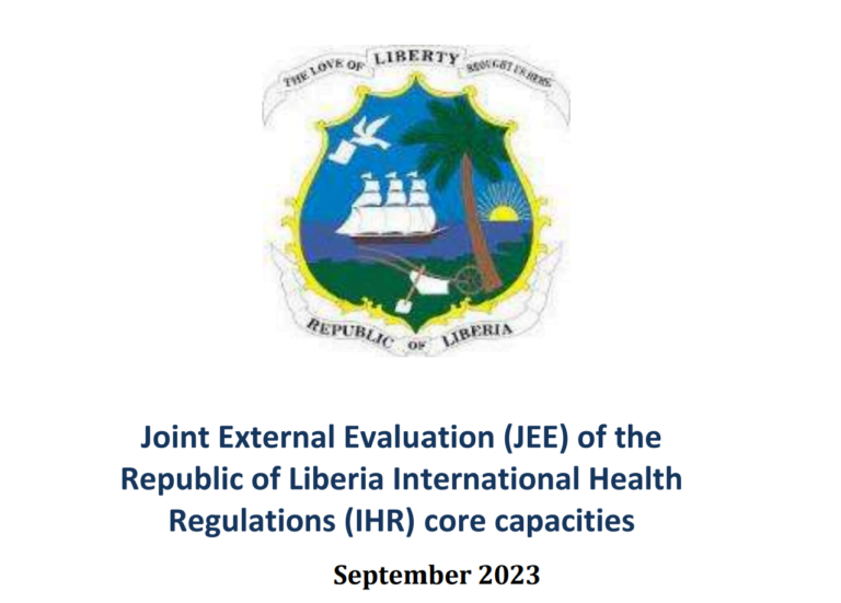 Joint External Evaluation of IHR Core Capacities of the Republic of Liberia – 2023